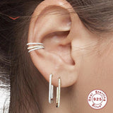 925 Silver CZ Round Pierced Cartilage Hoop Earrings for Women