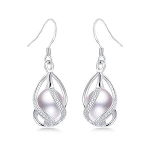Freshwater Pearl Drop Earrings Silver 925 Women Wedding Jewelry