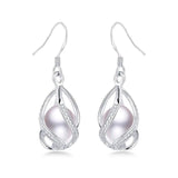 Freshwater Pearl Drop Earrings Silver 925 Women Wedding Jewelry