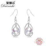 Freshwater Pearl Drop Earrings Silver 925 Women Wedding Jewelry