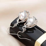 Freshwater Pearl Drop Earrings Silver 925 Women Wedding Jewelry