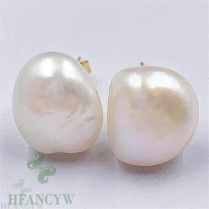 11-12mm Baroque Pearl Earring 18k Ear Stud Dangle Party Wedding