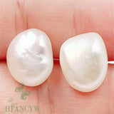 11-12mm Baroque Pearl Earring 18k Ear Stud Dangle Party Wedding