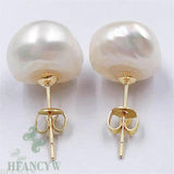 11-12mm Baroque Pearl Earring 18k Ear Stud Dangle Party Wedding