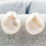 11-12mm Baroque Pearl Earring 18k Ear Stud Dangle Party Wedding