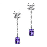 Platinum Bow Knot Gem Earrings Zircon Silver Plated