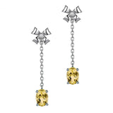 Platinum Bow Knot Gem Earrings Zircon Silver Plated