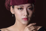 Platinum Bow Knot Gem Earrings Zircon Silver Plated