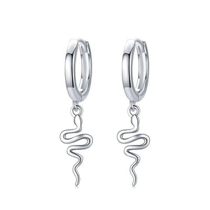 925 Silver Snake Animal Hoop Earrings Hypoallergenic