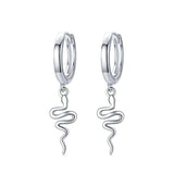 925 Silver Snake Animal Hoop Earrings Hypoallergenic