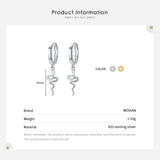 925 Silver Snake Animal Hoop Earrings Hypoallergenic