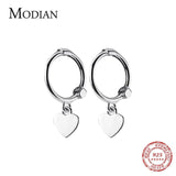 925 Silver Hearts Swing Hoop Earrings Charms Jewelry