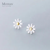 Daisy Enamel Stud Earrings 925 Sterling Silver Women's Jewelry
