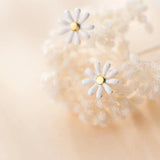 Daisy Enamel Stud Earrings 925 Sterling Silver Women's Jewelry