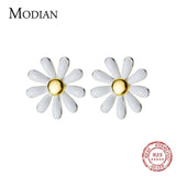 Daisy Enamel Stud Earrings 925 Sterling Silver Women's Jewelry