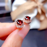 Garnet cz Stud Earring 925 Silver Jewelry for Women Bridal Gift