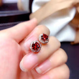 Garnet cz Stud Earring 925 Silver Jewelry for Women Bridal Gift