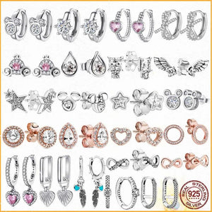 925 Sterling Silver Asymmetric Stars Earrings