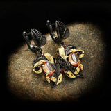 925 Silver Leaf Flower Earrings Crystal Jewelry