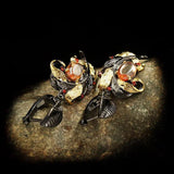 925 Silver Leaf Flower Earrings Crystal Jewelry