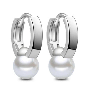 925 Sterling Silver Pearl Hoop Earrings Jewelry Woman Arrival