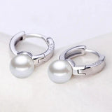 925 Sterling Silver Pearl Hoop Earrings Jewelry Woman Arrival