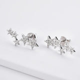 925 Silver Star Stud Earring Zircon CZ Crystal Jewelry