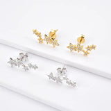 925 Silver Star Stud Earring Zircon CZ Crystal Jewelry