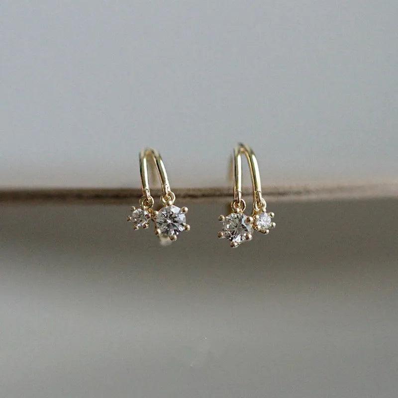 925 Silver French Crystal 14k Earrings Women Jewelry