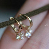925 Silver French Crystal 14k Earrings Women Jewelry