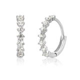 925 Silver 9.5mm Zircon CZ Clips Hoop Earring Wedding Jewelry