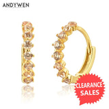 925 Silver 9.5mm Zircon CZ Clips Hoop Earring Wedding Jewelry