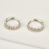 925 Silver 9.5mm Zircon CZ Clips Hoop Earring Wedding Jewelry