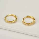 925 Silver 9.5mm Zircon CZ Clips Hoop Earring Wedding Jewelry
