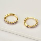925 Silver 9.5mm Zircon CZ Clips Hoop Earring Wedding Jewelry