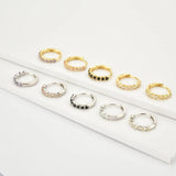 925 Silver 9.5mm Zircon CZ Clips Hoop Earring Wedding Jewelry