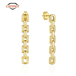 925 Silver Tassel Pendant Earrings 18k Plated European Fine Jewelry