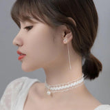 925 Silver Bowknot Threader Earrings Long Chain Drop Earrings Women Girls