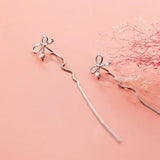 925 Silver Bowknot Threader Earrings Long Chain Drop Earrings Women Girls