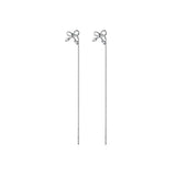 925 Silver Bowknot Threader Earrings Long Chain Drop Earrings Women Girls