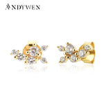 925 Sterling Silver Flower Zircon Stud Earring Piercing Wedding Jewelry
