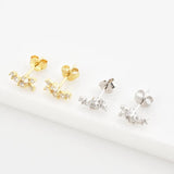 925 Sterling Silver Flower Zircon Stud Earring Piercing Wedding Jewelry