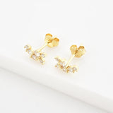 925 Sterling Silver Flower Zircon Stud Earring Piercing Wedding Jewelry
