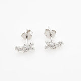 925 Sterling Silver Flower Zircon Stud Earring Piercing Wedding Jewelry
