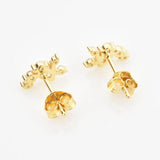 925 Sterling Silver Flower Zircon Stud Earring Piercing Wedding Jewelry