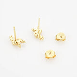 925 Sterling Silver Flower Zircon Stud Earring Piercing Wedding Jewelry