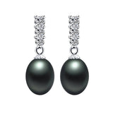 Freshwater Pearl Drop Earrings 925 Silver Zircon Jewelry for Women