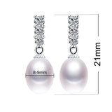 Freshwater Pearl Drop Earrings 925 Silver Zircon Jewelry for Women