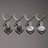 Labradorite Drop Earrings 925 Silver Fine Jewelry