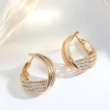 Twist 585 Large Hoops Zircon Earrings for Women Party Wedding